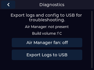 Diagnostics screen