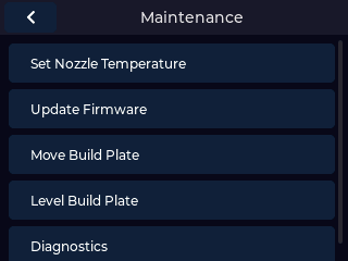 Maintenance screen