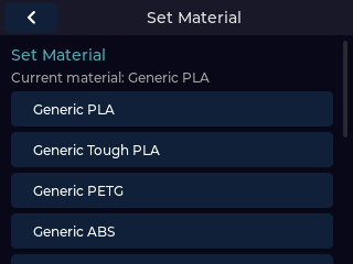 Set Material screen